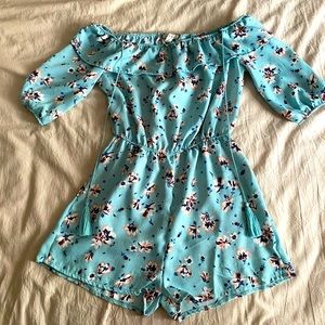 Blue floral romper